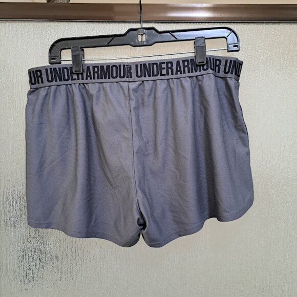 Under Armour Women's Running shorts size large grey and purple pockets - Picture 5 of 6